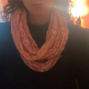 Pink and white patterned scarf